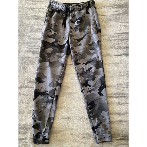 Nike Pants Mens SMALL Gray Black Camo Joggers Dri-Fit Training Sweatpants Active - Picture 1 of 5